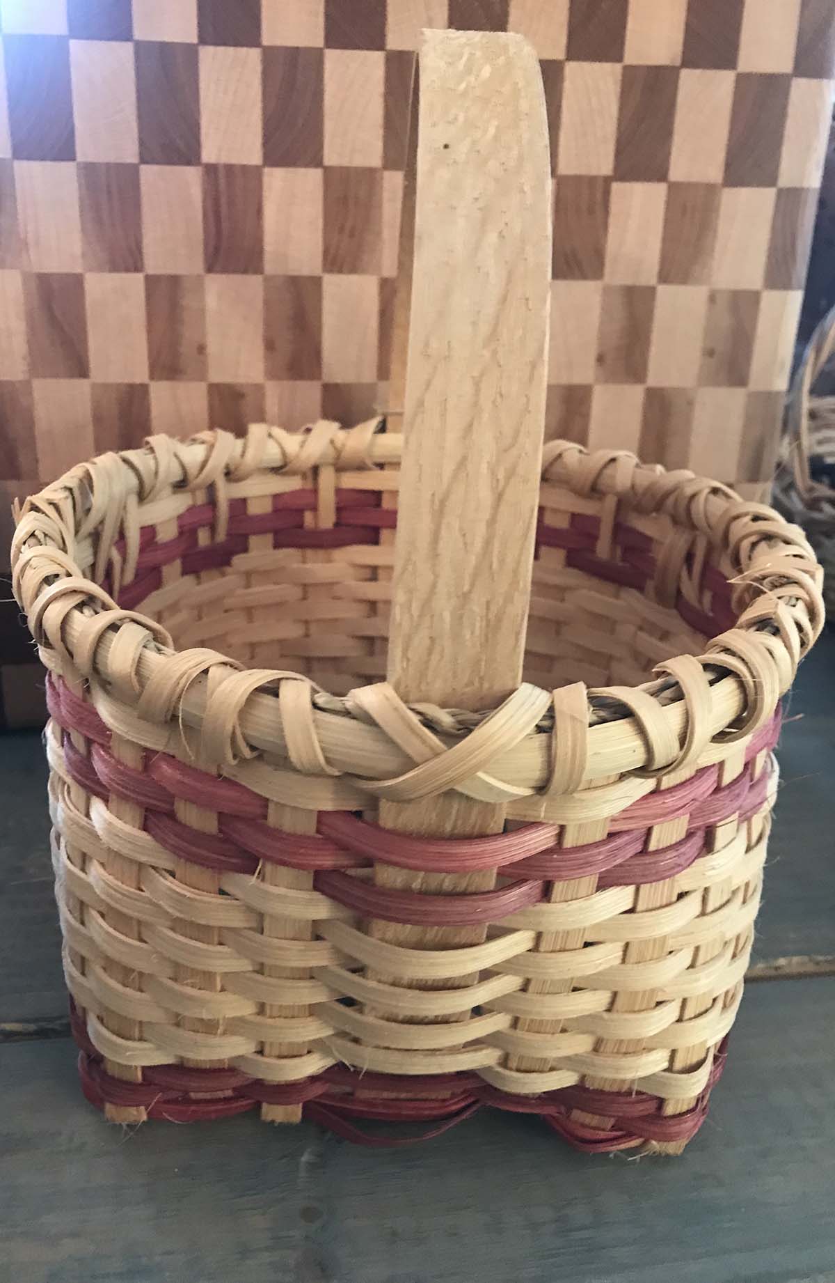 Natural & Red Small Cane Basket Pawleys Island General Store